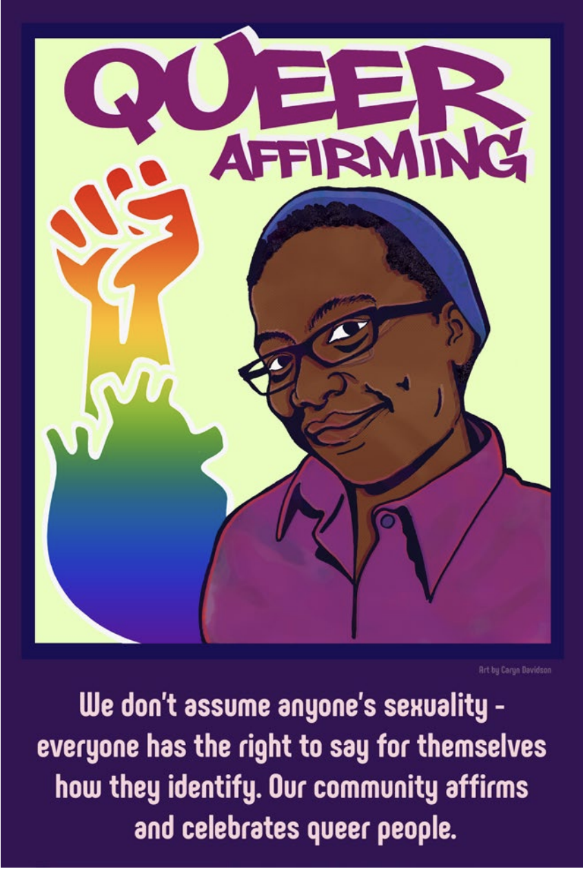 Poster of Bayard Rustin with a cation that reads ‘We don’t assume anyone’s sexuality - everyone has the right to say for themselves how they identify. Our commonality affirms and celebrates queer people.’
