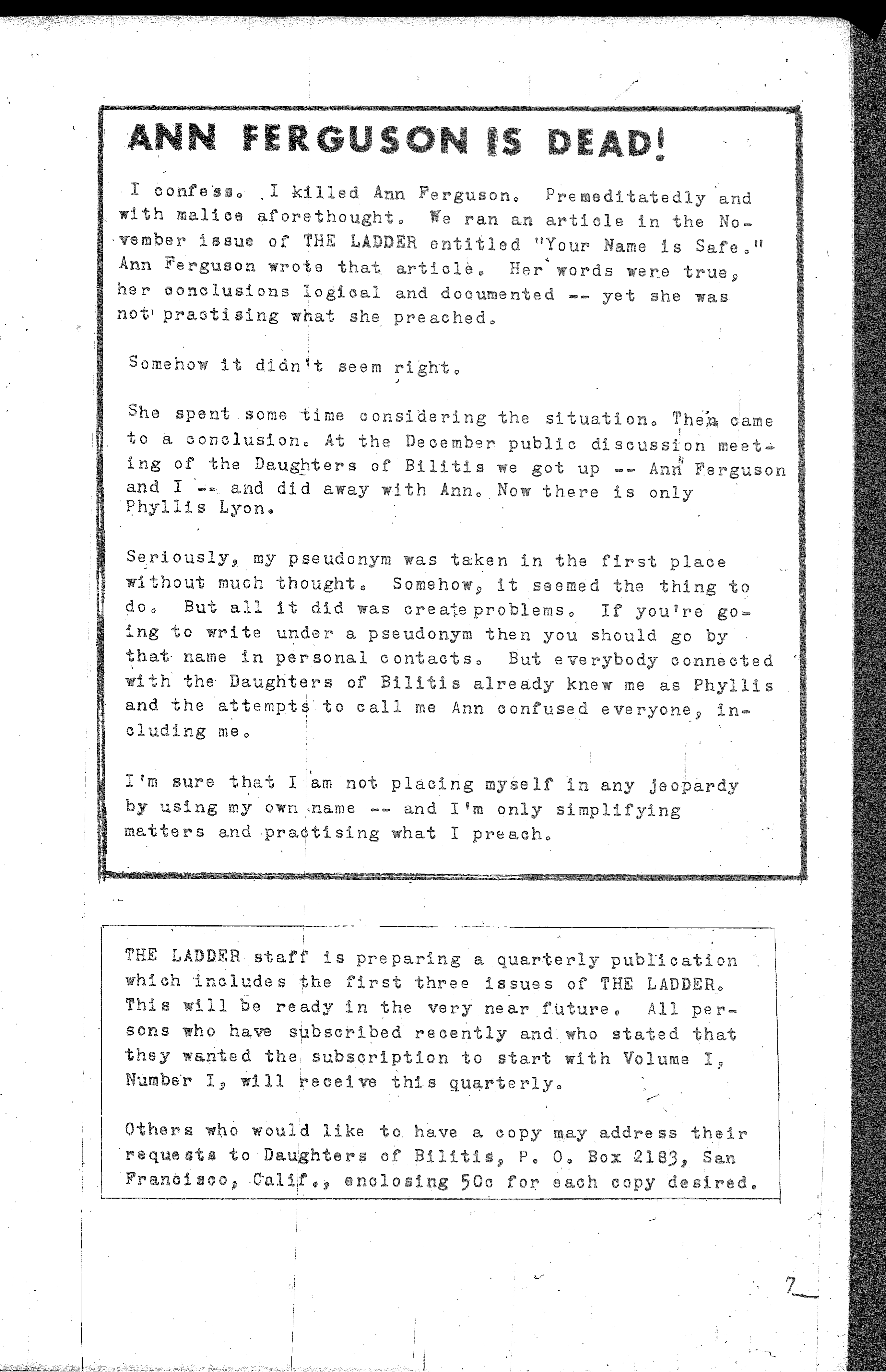 Picture of magazine text, transcript below